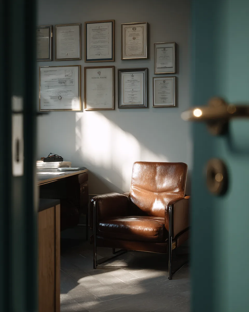 Consulting room seen from the doorway
