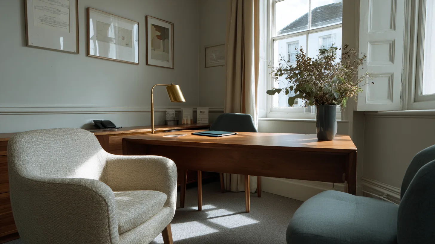 Consulting room with desk and window