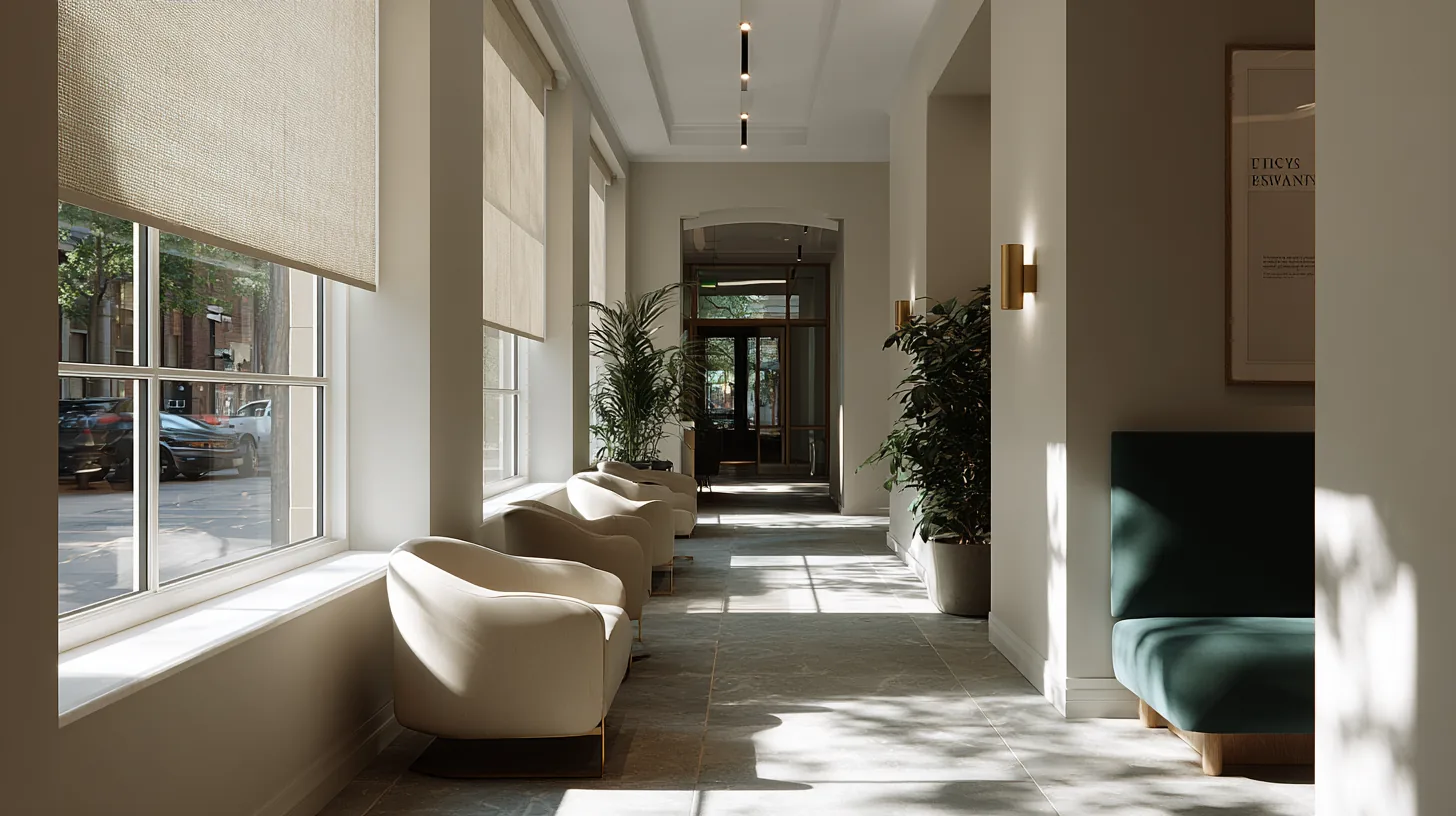 Daylit corridor with soft shadows