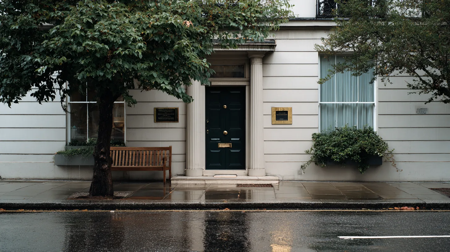 Georgian townhouse clinic entrance in London